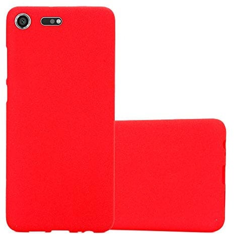 Cadorabo Hülle kompatibel mit Sony Xperia XZ Premium Schutzhülle TPU Silikon Case Frost Design Slim Kratzfest Weiche Gummi mit Rundumschutz Case Hülle für Sony Xperia XZ Premium in Rot