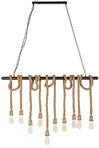invicta INTERIOR Maritime Hängeleuchte SEVEN SEAS II 120cm Seil Lampe mit 10 Leuchten Taulampe Pendelleuchte Hängelampe