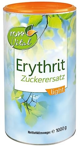 KOPP Vital® Erythrit Zuckerersatz light | 1000 g | 100% Erythrit | Tafelsüße | zuckerähnlicher Geschmack | Vegan | zum Süßen von allem Süßspeisen
