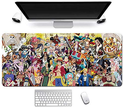 Mouse Mat One Piece 900x400mm Anime Mouse Pad, keyboard mouse mats, Extended XXL Large Professional Gaming Mouse Mat with 3mm-Thick Rubber Base, for Desktop PC, E