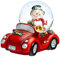 SIKORA SK04 Kleine Glas Deko Schneekugel Schneemann im Auto D:45mm, Schneekugeln:Schneemann im Auto