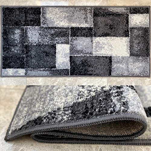 Aido - Alfombra Infinity Gris de 67 x 125 cm. Alfombra Pie de Cama de 11 mm de Pelo. Fácil de Limpiar. Moderna y Elegante para tu Habitación. Fabricado 100% en España.