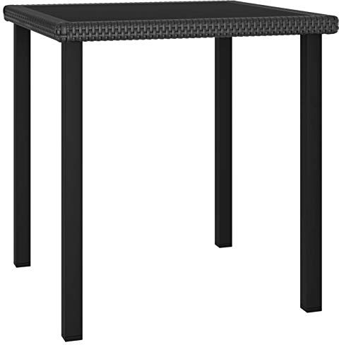 Tidyard Garten Esstisch Gartentisch Gartenmöbel Tisch Balkontisch Terrassentisch Kaffeetisch Beistelltisch Rattan Teetisch Schwarz 70x70x73 cm Poly Rattan