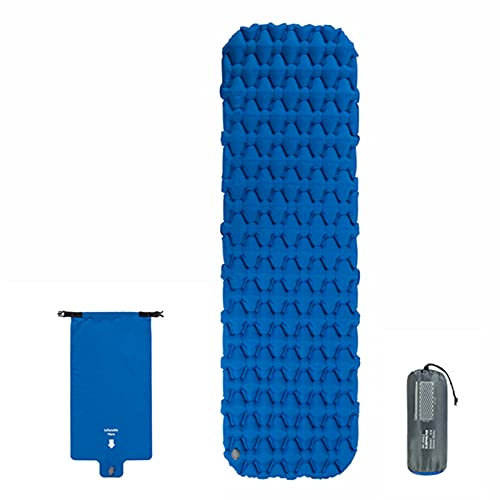 JIXIN Colchón Inflable, Ultraligero, Impermeable, Compacto, Colchoneta De Aire, Colchoneta Individual para Dormir, Cama Plegable De Viaje, Colchoneta Portátil para Acampar,Azul