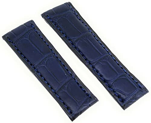 Sandtuhr Uhrenarmband für Rolex Daytona blau echt Kroko 20mm