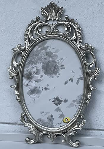 artissimo Barock Bilderrahmen Barock Antik Silber Oval Antik mit Glas 43x27 Bilderrahmen Fotorahmen C531