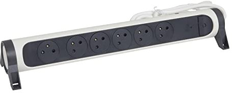 LEGRAND - Multiprise Rotative Avec Interrupteur à Voyant LED + Disjoncteur + Indicateur de Charge - 6 Prises Surface avec Terre - Cordon 1,5m - Blanc et Gris Foncé