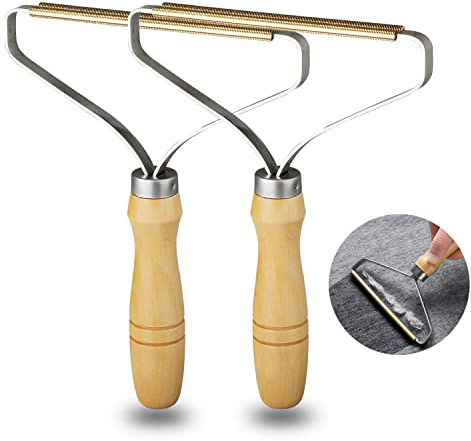 Blue Iris Pro Lint Remover Carpet Scraper Tool - Pack of 2: Double-Sided Metal Lint Rollers for Clothes, Carpet Hair, and Pet Hair Removal - Fabric & Carpet Shaver - UK's Best Carpet Scraper