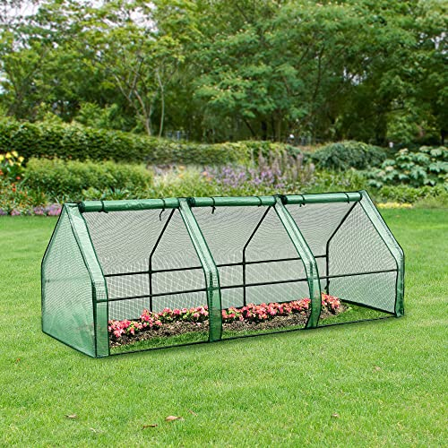 [en.casa] Mini Serra da Balcone/Terrazza per Piante e Fiori (LxPxA) 240 x 90 x 90 cm Telaio in Acciaio, Copertura in PE Verde Reticolato - Forma di Casetta