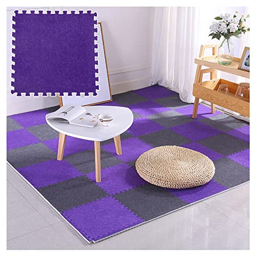 10 Ineinandergreifende Schaumstoffmatten, 30X30cm Puzzle-Teppichfliesen, Quadratische Ineinandergreifende Bodenmatten, Teppich Für Zuhause, Wohnzimmer, Schlafzimmer, Fitnessstudio,Lila