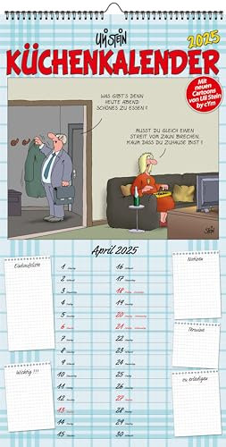 Uli Stein Kalender 2026 - Küchenkalender + 5 Postkarten Geschenk - Wandkalender für 2026 - Jahreskalender 2026 mit 12 Motiven & Spiralbindung - Cartoon Kalender