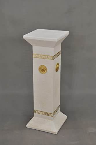 Cinar Säule Mäander Style Beistelltisch Marmoriert Dekosäule 80 cm Griechische Antik Retro Rokoko Säule Barock Blumenständer Podest Handbemalt