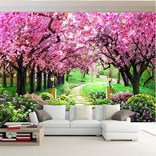 Fototapete Fototapete Wandbild Kirschbaum Garten Diy 3D Tapete Wohnzimmer Schlafzimmer Büro Korridor Dekoration Wandbilder Moderne Wanddekoration Selbstklebende Leinwand Wandkunst 300 x 210 cm (BxH)