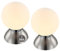 bmf-versand® Nachttischlampe Touch 2er Set mit LED – Tischlampe Wohnzimmer Modern Glas – Lampe Schlafzimmer Nachttisch Warmweiß – Tischleuchte Weiß Silber – Nachttischleuchte Kugel