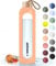Wessper Bouteille d'eau en Verre 1L, Gourde Reutilisable, en Borosilicate, Avec Marqueur de Temps de Motivation, Couvercle en bambou, En silicone, pour Enfant et Adultes, Sport, Camping – Abricot