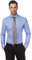 Vincenzo Boretti Herren Hemd Haifisch-Kragen bügelfrei 100% Baumwolle Slim-fit Uni-Farben blau 37-38