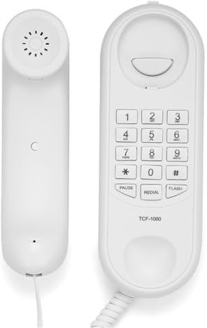 STFMHEZ Corded House Phones Landline, Wall Mountable Landline Telephone, Dial Pad on Base unit Home Phone, Landline Phones Last Number Redial, Pause, Flash for Office, Hotel, Home, Bathroom -White