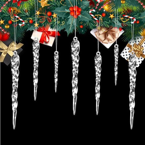 CONNECTION Natale Ghiaccioli Ornamenti,Ghiaccioli Decorazione 42 Pezzi Ghiaccioli di Natale Acrilico Ghiaccioli per Albero di Natale Ornamenti di Ghiaccioli di Plastica Decorazioni Albero di Natale