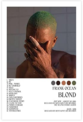 Frank Ocean Poster Blond Album Cover Poster 5 Leinwand Poster Schlafzimmer Dekor Sport Landschaft Büro Zimmer Dekor Geschenk 30 x 45 cm