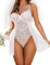 Avidlove Body Donna Sexy Babydoll Pizzo Lingerie Scollo a V Bodysuit Camicia da Notte Abito in Tulle Con Chiusura sul Cavallo Bianco M