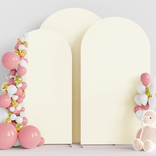 Wokceer Hochzeitsbogen-Abdeckung (2 m, 1,8 m, 1,8 m, 1,8 m), 3 Stück, Spandex, passgenau, für runde Oberseite, Chiara-Bogen-Hintergrundständer, Abdeckung für Geburtstagsparty, Zeremonie, Bankett,