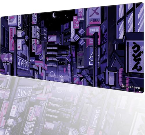 Ningchuya XL Mouse Mat, Extended Gaming Mouse Pad 700x300mm, Non-Slip Rubber Base with Stitched Edges, Computer Keyboard Pad Mat for Gaming, Office & Home (70x30 JPstreet06)