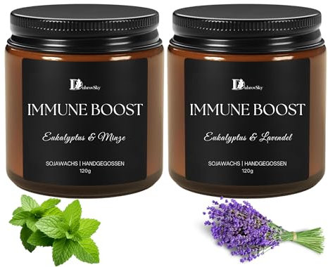 2er Set Duftkerze Immunstärkung |Kerzen geschenk|In Geschenkbox|Kerzen im glas| Geschenke für Frauen, Herren| Geschenke Geburtstag, Valentinstag, Weihnachtsgeschenk (IMMUNE BOOST)