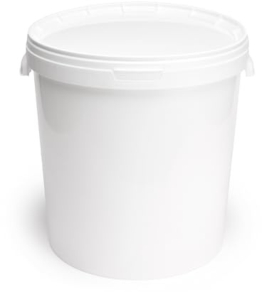 Garronda 30L 10 Stück Eimer mit Deckel Weiß Aufbewahrungsbehälter GD-0071 | Mit Bügelgriff, strapazierfähig, leicht zu reinigen und lichtundurchlässig, schützt vor Austrocknung und Insektenzugang
