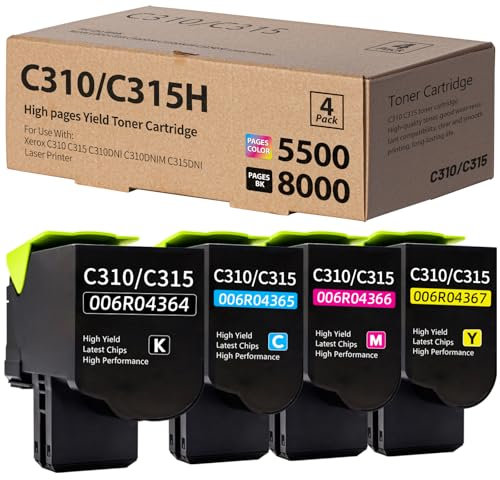 SANCTink C310 C315 Kompatible Tonerkartuschen Schwarz 8000 Seiten, C M Y 5500 Seiten für Xerox 006R04364 006R04365 006R04366 006R04367 für Xerox C310 C310DNI C310DNIM C315 C315DNI Laserdrucker
