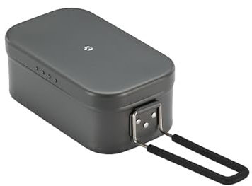 Campingmoon Camping Mess Tin Pressure Relief Aluminum Dinner Box Camping Bowls Cooking Pot with Foldable Handle(0.6L) for Camping & Cooking(Gray)