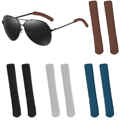 Eophmi Glasses Ear Cushions - 4 Pairs Anti Slip Cotton Ear Pads for Glasses & Sunglasses, 4 Colors