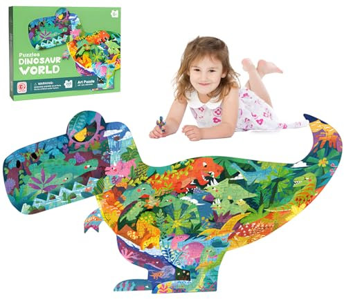 Kinder Puzzle ab 6, 295 Teile Große Dino Puzzle Rahmenpuzzle, Lernspielzeug Geburtstagsgeschenke Spielzeug ab 6 7 8 9 10 Jahre Jungen Mädchen (Dinosaurier)