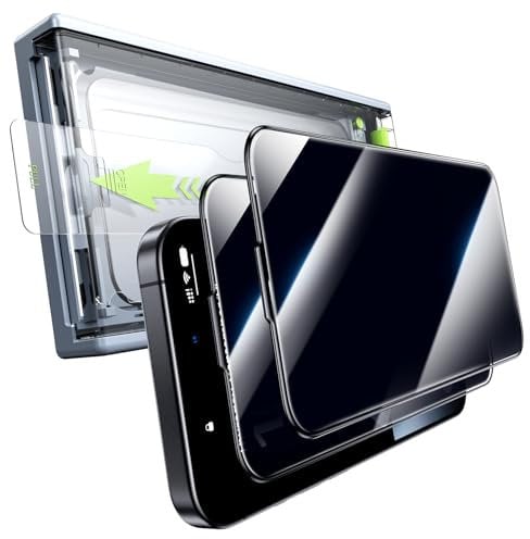 Muigi Privacy Screen Protector for iPhone 16 Pro Max - [24°Anti Spy][Anti Fingerprint][Auto-Dust Removal] Full Coverage 9H+ Hardness Tempered Glass Film Easy Install, Bubble Free,Case-Friendly,2 Pack