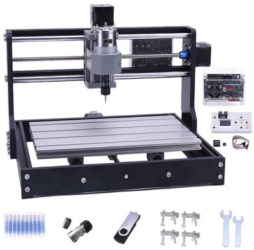 JMbpkduHs Kit Mini Router CNC a 3 Assi, Controllo Grbl, Macchina per Incisione E Fresatura da Tavolo in PVC PCB Wood, Area di Lavoro 300x180x40mm,Machine+OfflineController