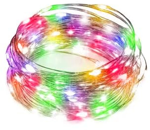 Zarivy 4M LED RGB Lichterkette mit Kupferdraht und Batterien, ideal für Party Dekoration drinnen und draußen.