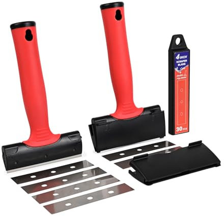 EHDIS Tapetenentferner(den Stiel zu verlängern), 2 Tapetenschaber mit 30 Klinge, 4 Zoll, Tapetenschaber Profi zum Reinigen von Fenstern, Entfernen von Kleber, Klebereste, Farbe, Abziehbilder