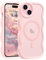 Pepmune Magnetic for iPhone 15 Case [Compatible with Magsafe] Translucent Matte Cute Curly Wave Frame Phone Case,Soft TPU Bumper Slim Fit Shockproof Protective Cover for Men Women-Light Pink