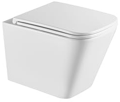 Toilette Wandhängend Wortex Flush | Toilettensitz mit Sanftes Schließen | 49 cm | Leise Spülung | Weiß