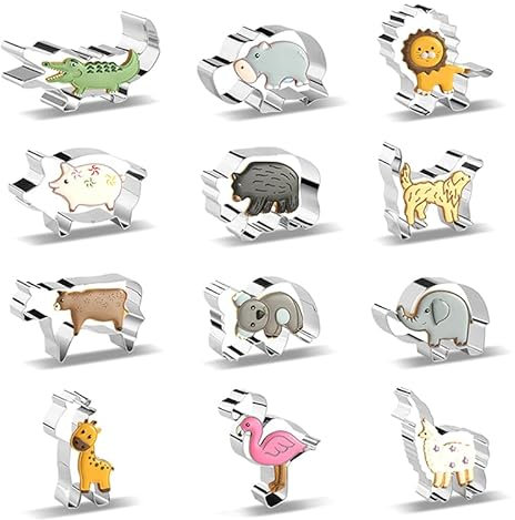 Lot de 12 emporte-pièces animaux du zoo pour enfants