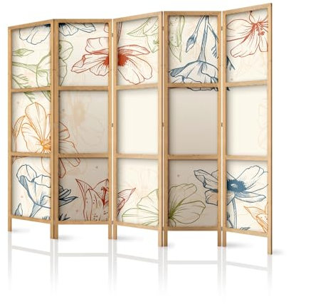 framed concept - Paravent Raumteiler aus Holz 225x172 cm, 5-teilig, einseitig, im orientalischen Stil