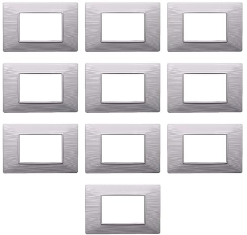 CONFEZIONE DA 10 PLACCHE IN PLASTICA SATINATA, COMPATIBILE CON VIMAR PLANA, 3 MODULI/POSTI, COLORE BIANCO, DESIGN ELEGANTE E MODERNO, PER INTERRUTTORI/PRESE, TECNOPOLIMERO DI ALTA QUALITA'
