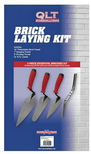 RYYN® Marshalltown QLT Brick Kit 4 Piece Bricklaying Tools for Professional Masonry Including Trowels and Joiners