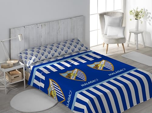 ASDITEX Juego de Sábanas Málaga CF, Diseño Oficial con Escudo y Rayas, para Cama de 90, 105, 135, 150 cm (90)
