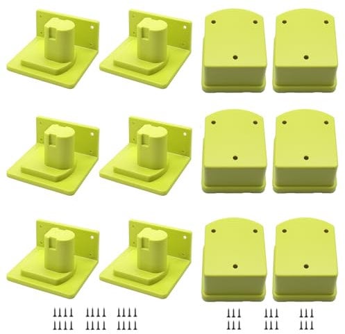 6pack Battery Holder and 6pack Tool Mount Holder Plastic Tool Dock Compatible with Ryobi 18V Batteries Heavy Duty for Workshop Garage