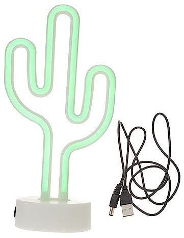 SEWACC Lámpara de Neón Cactus Verde LED sin Decoración Habitación Luz Suave Diseño USB para Dormitorios 1