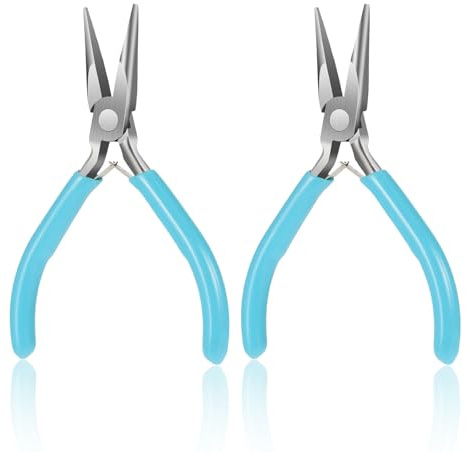 2 Stück Schmuckzangen Set, Spitzzange Zur Schmuckherstellung Schmuckherstellung Zange Flachzange Blau Edelstahl Kleine Zange Kleine Spitzzange, Zanges Schmuckherstellungs Für Schmuckreparatur