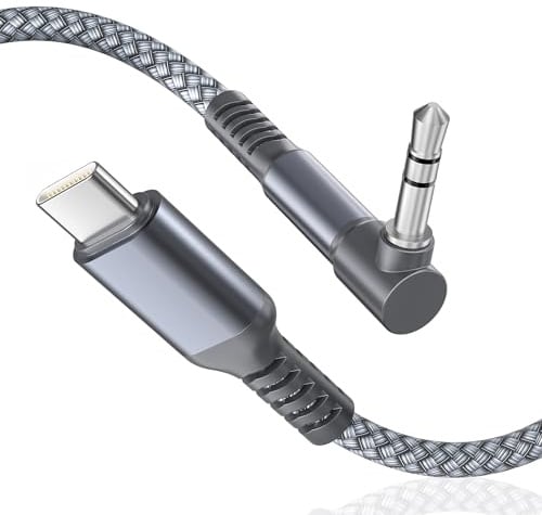 BASESAILOR Cavo Aux USB C per iPhone 17 1.2M,Tipo C a Jack 3.5mm 90 Gradi | USBC Audio Adattatore per Auto,Apple 16 15 Pro Max Plus,iPad Mini Air,Samsung Galaxy S26 S25 S24 S23 S22,Z Flip Fold,A56 A55