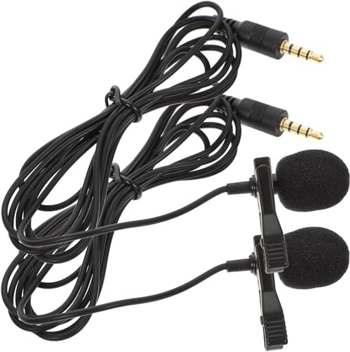 2 Stück Ansteckmikrofon Ctia für Computer und Stativ Handy | Plug And Play, Omnidirektional, 32 Empfindlichkeit, Schwarz, für Sprechen und Vlog