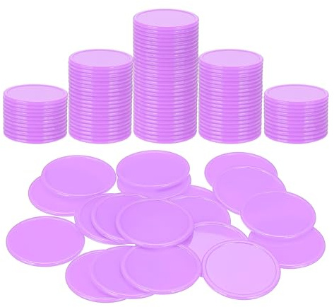 QUARKZMAN 100 Stücke Plastik Poker Chips 1 5 Zoll Lern Zählmarken Zählmarken Scheiben Marker Undurchsichtige Spiel Marken Für Spiel Mathe Zählen Hell Lila