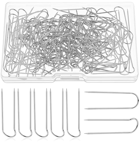 100 Pcs U Shaped Fork Pins for Sewing Double Blocking Needles U-Pins for Jewelry Display Craft DIY Multipurpose Straight Pin for Fabric Quilting Crafts Making Home Decor Needlecrafts U Pin Needle